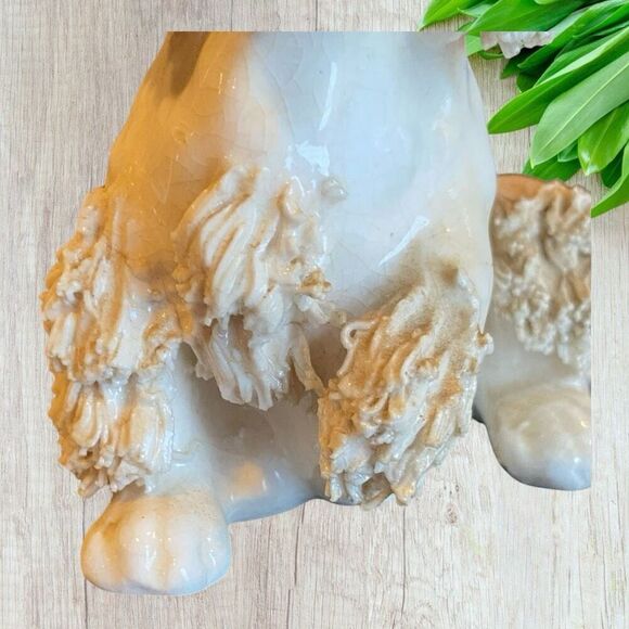 Vintage Porcelain Cocker Spaniel Dog Brown And White Spaghetti Trim Figurine - Picture 8 of 9
